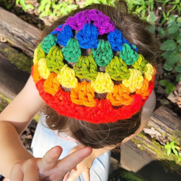 Small Crochet PRIDE Rainbow Bandana - Picture 3 of 3